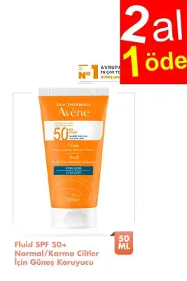 Avene Fluide SPF 50+ Normal/ Karma Ciltler için Güneş Koruyucu 50 ml - 2AL1ÖDE