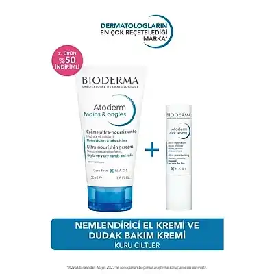 Bioderma Atoderm Hand Cream 50ml + Lip Stick 4g Set