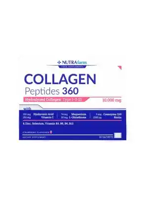 Dermoskin NutraFarm Collagen Peptides 360 Tip 1-2-3 Çilek Aromalı 30 Saşe