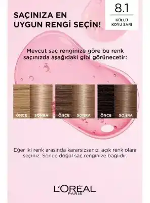 Loreal Paris Excellence Creme Saç Boyası 8.1 Koyu Sarı Küllü