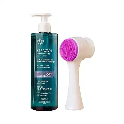 OUTLET - Ducray Keracnyl Gel Moussant Cilt Temizleme Fırça Hediyeli 400 ml