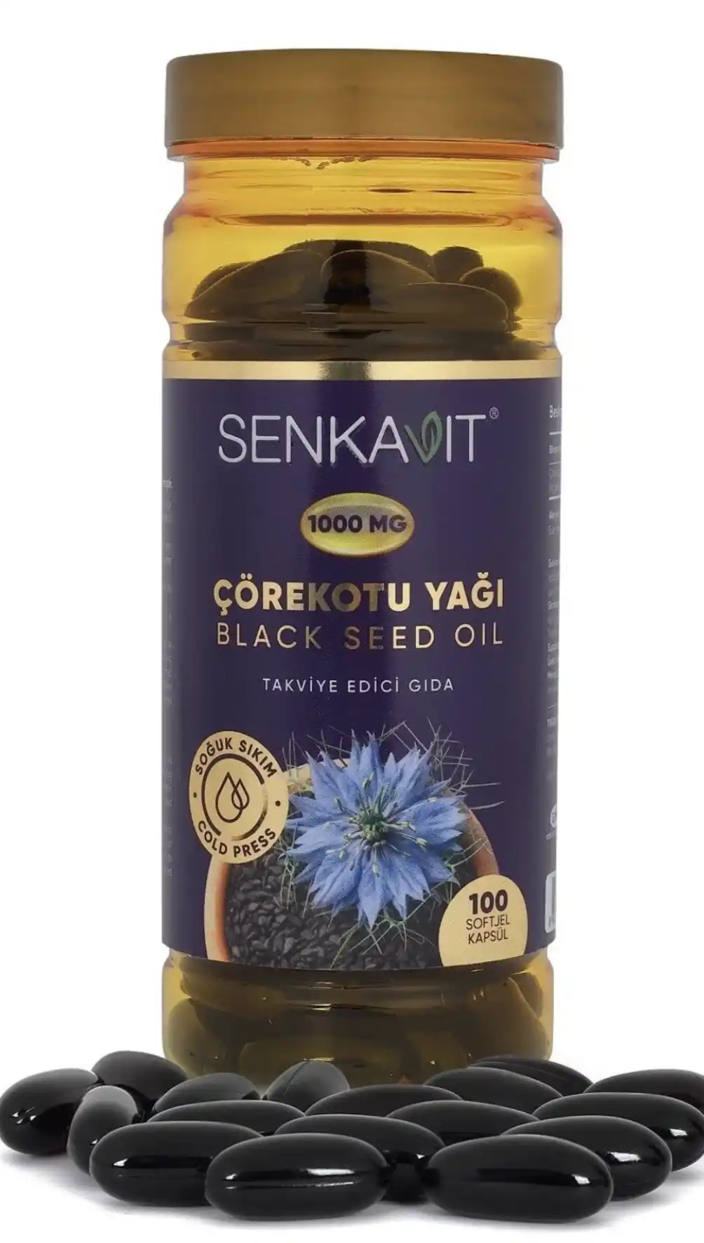 Senkavit Bitkisel Çörekotu Yağı Softjel 1000 mg 100 Kapsül
