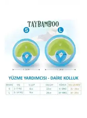 Taybamboo Classıcs Yuvarlak Üç Hava Odalı Yüzme Yardımcısı Kolluk  - Yeşil - Large (6-14 Yaş 19-40kg)