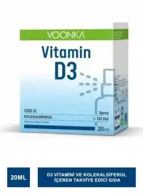 Voonka Vitamin D3 1000 IU Takviye Edici Gıda Sprey 20 ml