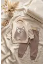 Kedi Desenli Pamuklu 2li Erkek Bebek Takım