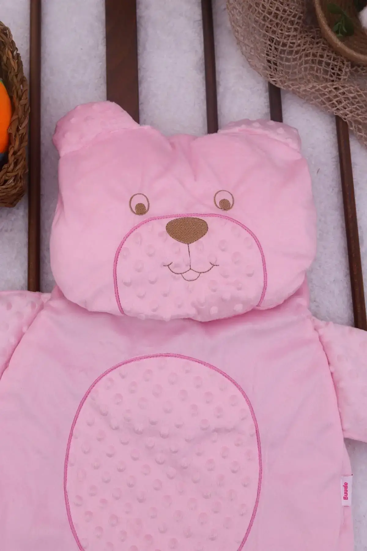 Ayıcık Nakışlı Yastıklı Welsoft Bebek Alt Açma Seti - Pembe