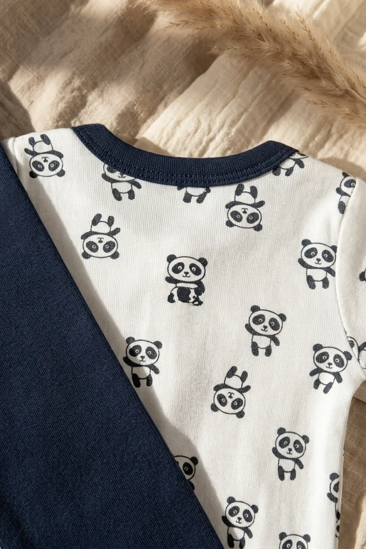 Premium %100 Pamuklu Panda Figürlü Bebek Tulum 3lü Set - Çene Korumalı Fermuarlı Yumuşak Doku