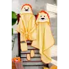 Aslan Figürlü 4 Parça Unisex Çocuk Bornoz Seti