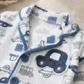 Araba Nakışlı % 100 Pamuk Yakalı Erkek Çocuk Pijama Takımı