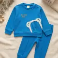 Ayıcık Nakışlı % 100 Pamuk 2li Erkek Bebek Takım