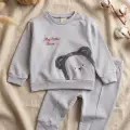Ayıcık Nakışlı % 100 Pamuk 2li Erkek Bebek Takım