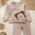 Ayıcık Nakışlı % 100 Pamuk 2li Erkek Bebek Takım