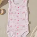 Bear Desenli Kolsuz % 100 Pamuk Kız Bebe Çıtçıtlı Body