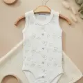 Bear Desenli Kolsuz Erkek Bebek Body %100 Pamuk