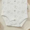 Bear Desenli Kolsuz Erkek Bebek Body %100 Pamuk