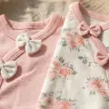 Çiçek Desenli % 100 Pamuk Kız Bebek 4lü Tulum Takımı