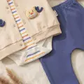 Cute Bear Nakışlı 3lü % 100 Pamuk Erkek Bebek Takımı