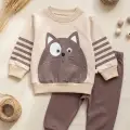 Kedi Desenli Pamuklu 2li Erkek Bebek Takım