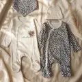 Leopar Desenli % 100 Pamuklu Kız Bebek 4lü Tulum Seti 0-6 Ay