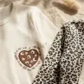 Leopar Desenli % 100 Pamuklu Kız Bebek 4lü Tulum Seti 0-6 Ay