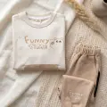 Milo Unisex Çocuk Bej & Ekru Funny Time Ayıcık Baskılı Kanguru Cepli Sweatshirt ve Jogger Alt Üst Takım