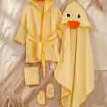 Ördek Figürlü 4 Parça Unisex Bornoz Seti 2-3 Yaş