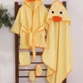 Ördek Figürlü 4 Parça Unisex Bornoz Seti 2-3 Yaş