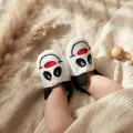 PandaJoy Sevimli Panda Figürlü Yumuşak Dokulu Kaymaz Tabanlı Bebek Ev Pandufu - Beyaz/Siyah