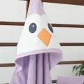 Penguen Nakışlı Unisex Şapka ve Keseli Bebek Banyo Havlusu