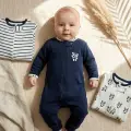 Premium %100 Pamuklu Panda Figürlü Bebek Tulum 3lü Set - Çene Korumalı Fermuarlı Yumuşak Doku