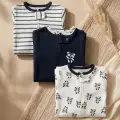 Premium %100 Pamuklu Panda Figürlü Bebek Tulum 3lü Set - Çene Korumalı Fermuarlı Yumuşak Doku