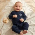 Premium %100 Pamuklu Panda Figürlü Bebek Tulum 3lü Set - Çene Korumalı Fermuarlı Yumuşak Doku