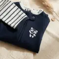 Premium %100 Pamuklu Panda Figürlü Bebek Tulum 3lü Set - Çene Korumalı Fermuarlı Yumuşak Doku