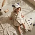 Sevimli Gülen Panda Figürlü Bamboo Bebek Bornoz Seti 0-2 Yaş Kutulu