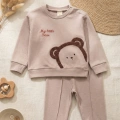 Ayıcık Nakışlı % 100 Pamuk 2li Erkek Bebek Takım