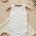 Bear Desenli Kolsuz Erkek Bebek Body %100 Pamuk
