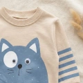 Kedi Desenli Pamuklu 2li Erkek Bebek Takım