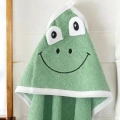 Kurbağa Nakışlı Unisex Şapka Ve Keseli Bebek Banyo Havlusu