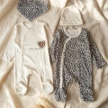Leopar Desenli % 100 Pamuklu Kız Bebek 4lü Tulum Seti 0-6 Ay
