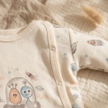 Nova Pamuklu 3’lü Bebek Takımı - 0-3 Ay Mavi Fitilli Legging, Uzay Temalı Kruvaze Üst Alt ve Bere Seti