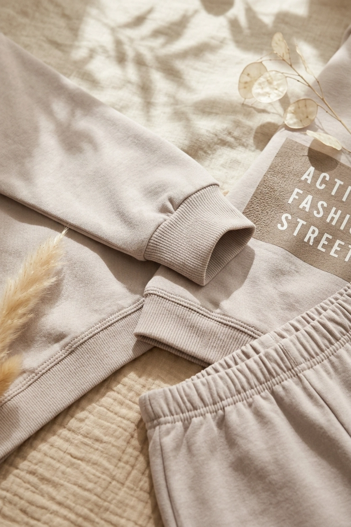 Action Street Çocuk Unisex Gri Pamuklu Oversize Sweatshirt ve Jogger Eşofman Takımı