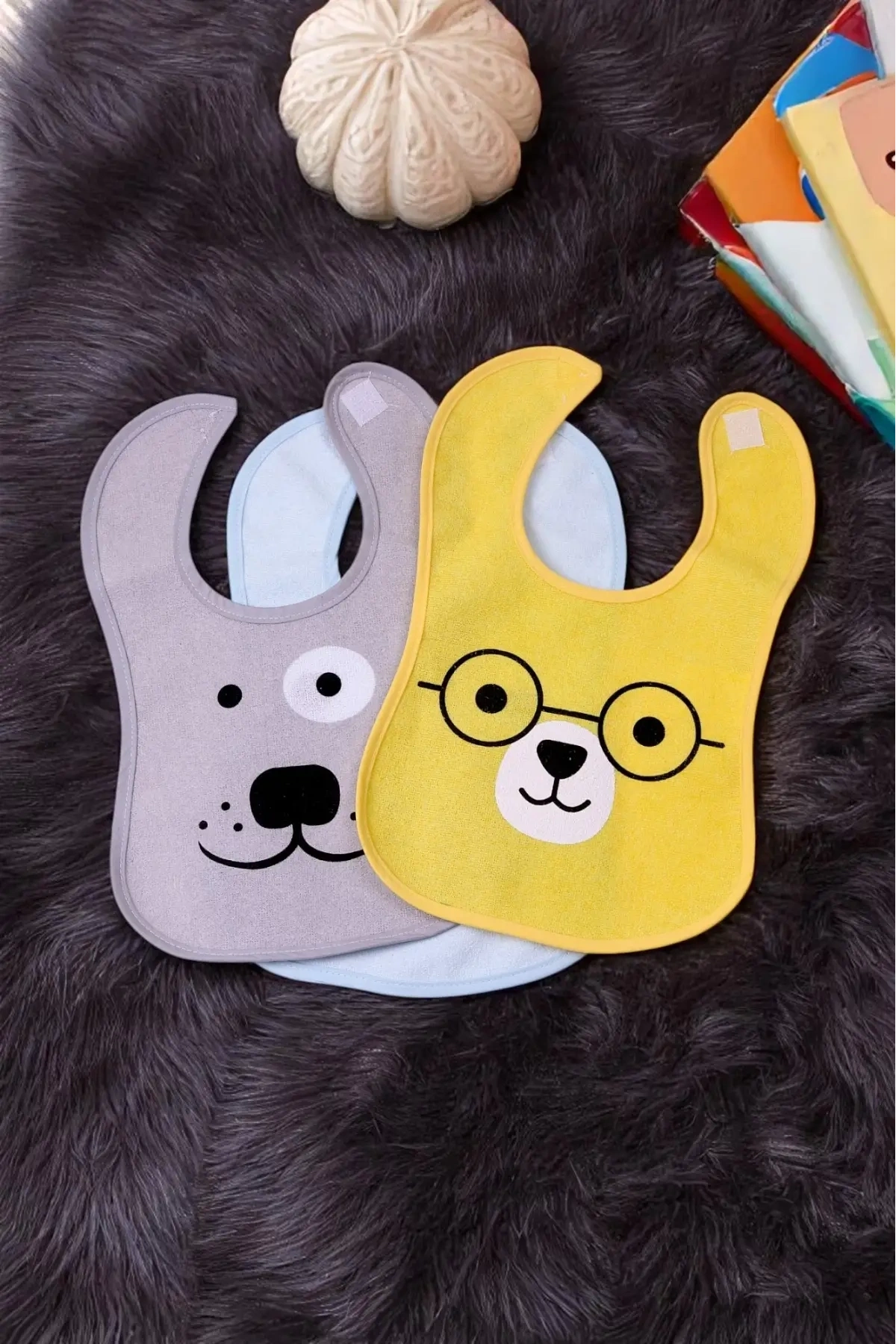 Bear Desenli 3lü Sıvı Geçirmez Bebek Mama Önlüğü 0-18 Ay - Sarı