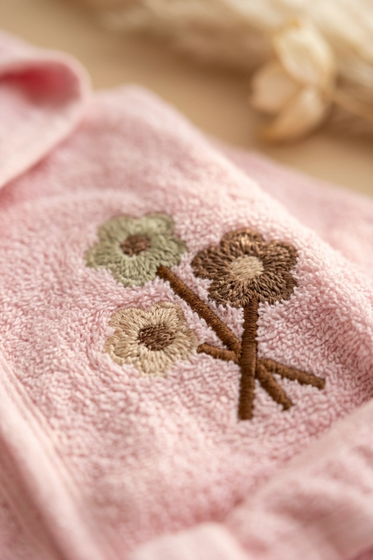 Bloom Soft Pamuklu 4 Parça Nakışlı Bebek Bornoz ve Havlu Seti 2-3 Yaş - Pudra Pembe - Yüksek Emici Yumuşak Doku