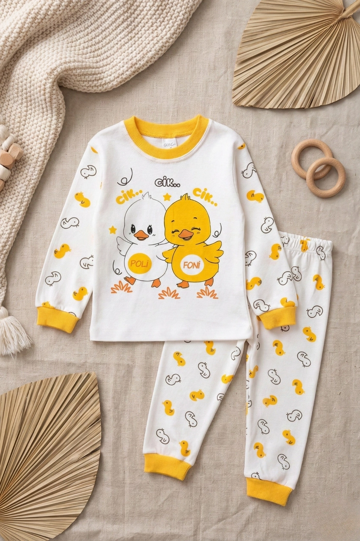Civciv Desenli % 100 Pamuk Unisex Pijama Takımı