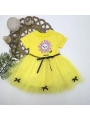 1-2-3 Yaş Payet Yapraklı Çiçek Nakışlı Astarlı Kız Bebek Tütü Elbisesi