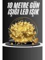 10 Metre Günışığı Led Işık Fişli Dekoratif Sarı Ton Aydınlatma 3 Modlu Led Şerit