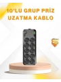 10’lu Çoklu Priz Termal Korumalı USB Type-C Çıkışlı 2500W Uzatma Kablosu