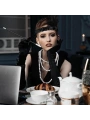 1920'ler Gatsby Aksesuar Seti – Siyah Charleston Saç Bandı, Uzun Eldiven &amp;amp; Sigaralık (5047)