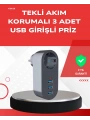 2500W Güç Destekli Akım Korumalı Priz – 3 USB Çıkışlı