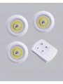 3 Lü Pilli Kablosuz Led Spot Lamba Seti Kumandalı Kolay Montaj Aydınlatma